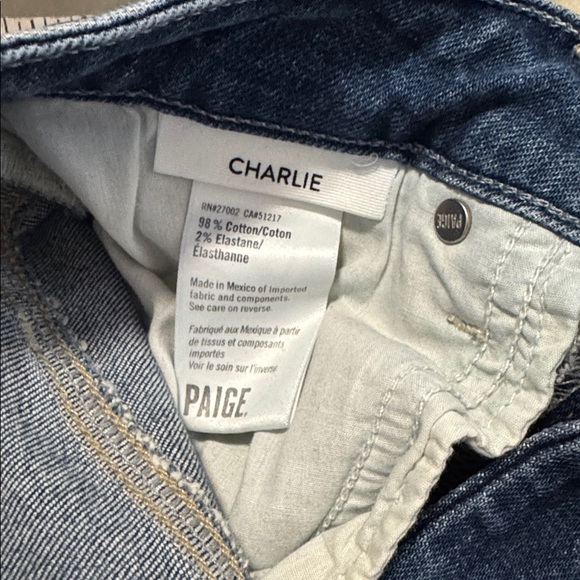 PAIGE Charlie Full Length Flare Jeans Mixtape Sz 25 Dark Wash Y2K Luxury Capsule - Picture 9 of 11